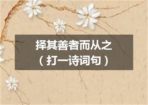 择其善者而从之（打一诗词句）