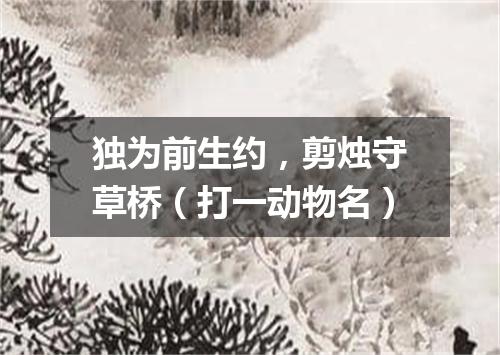 独为前生约，剪烛守草桥（打一动物名）