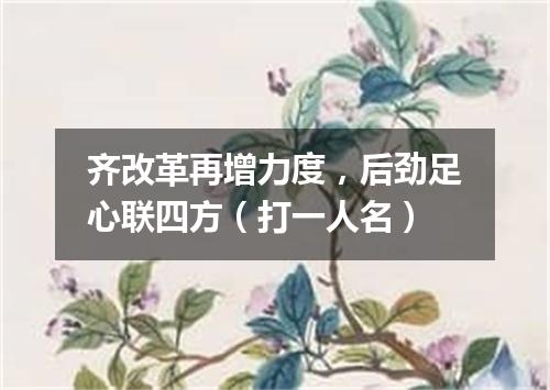 齐改革再增力度，后劲足心联四方（打一人名）