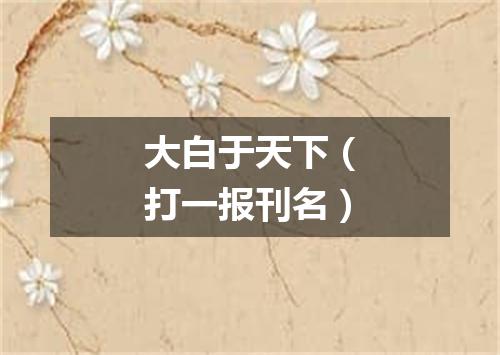 大白于天下（打一报刊名）