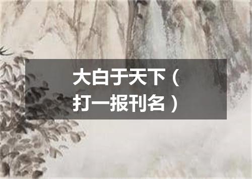 大白于天下（打一报刊名）