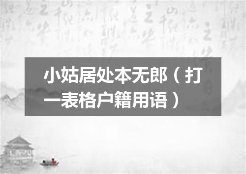 小姑居处本无郎（打一表格户籍用语）