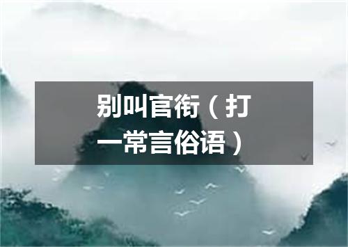 别叫官衔（打一常言俗语）