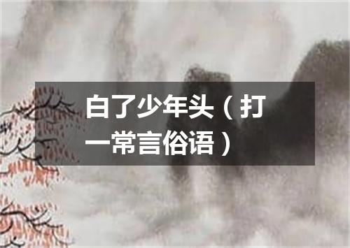 白了少年头（打一常言俗语）