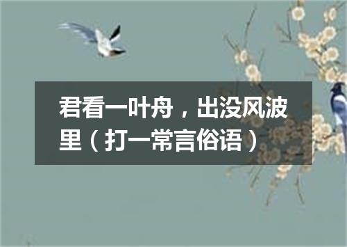 君看一叶舟，出没风波里（打一常言俗语）