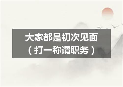 大家都是初次见面（打一称谓职务）