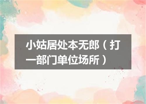 小姑居处本无郎（打一部门单位场所）