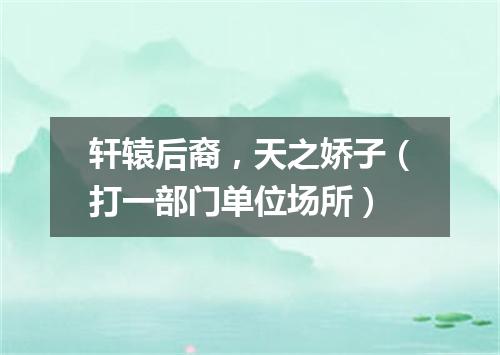 轩辕后裔，天之娇子（打一部门单位场所）
