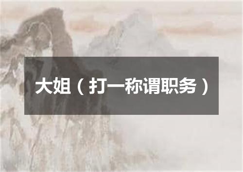 大姐（打一称谓职务）