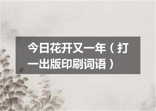 今日花开又一年（打一出版印刷词语）