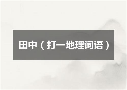 田中（打一地理词语）