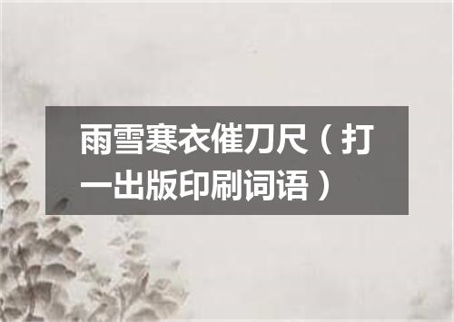 雨雪寒衣催刀尺（打一出版印刷词语）