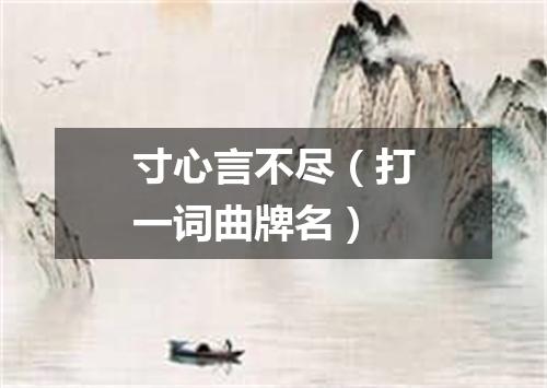 寸心言不尽（打一词曲牌名）