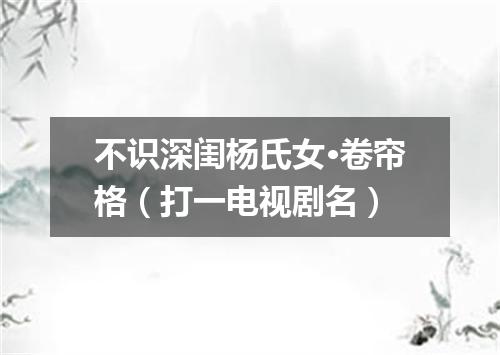 不识深闺杨氏女·卷帘格（打一电视剧名）