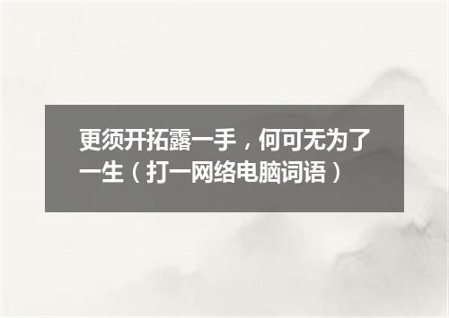 更须开拓露一手，何可无为了一生（打一网络电脑词语）