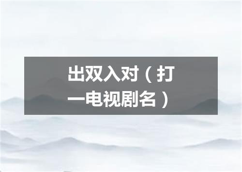出双入对（打一电视剧名）