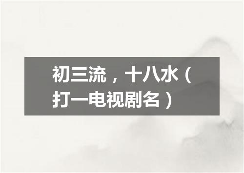 初三流，十八水（打一电视剧名）