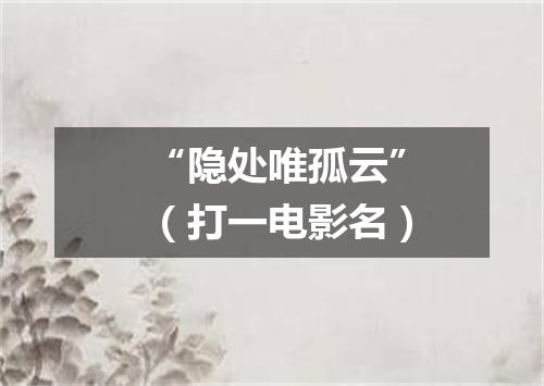 “隐处唯孤云”（打一电影名）