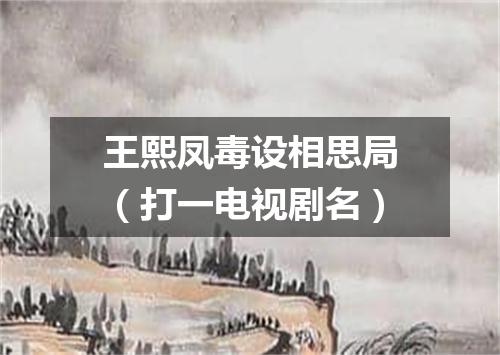 王熙凤毒设相思局（打一电视剧名）