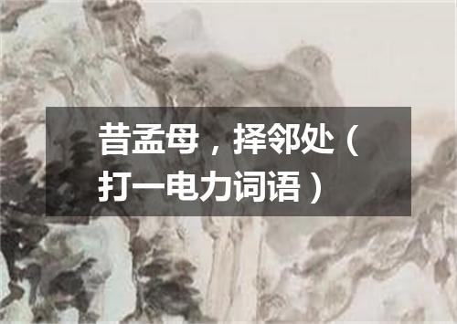 昔孟母，择邻处（打一电力词语）