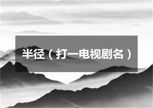 半径（打一电视剧名）