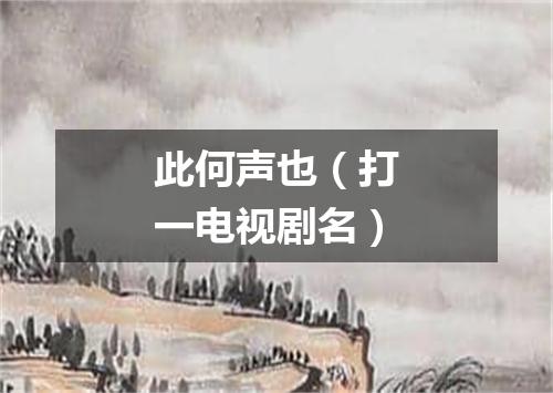 此何声也（打一电视剧名）