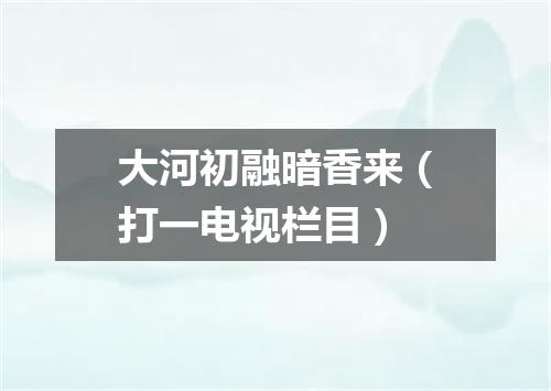 大河初融暗香来（打一电视栏目）