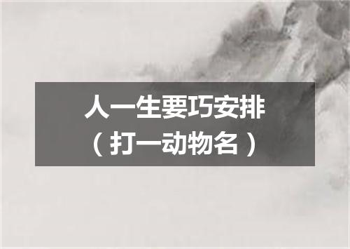 人一生要巧安排（打一动物名）