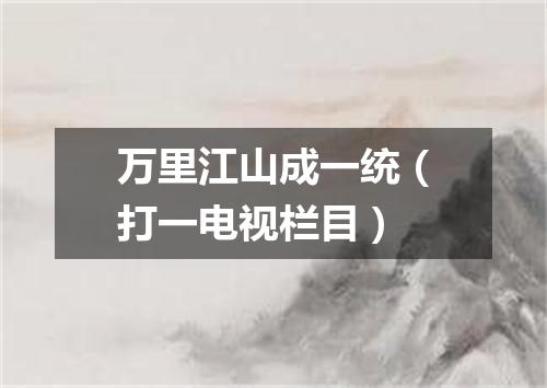 万里江山成一统（打一电视栏目）