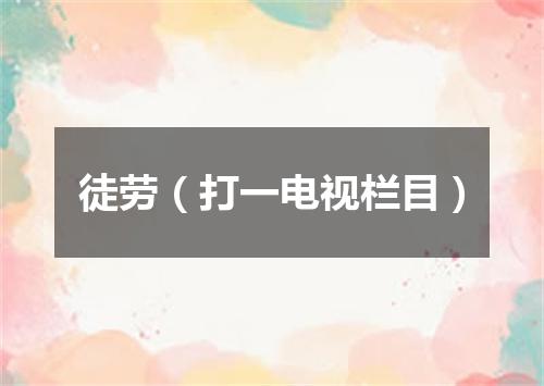 徒劳（打一电视栏目）