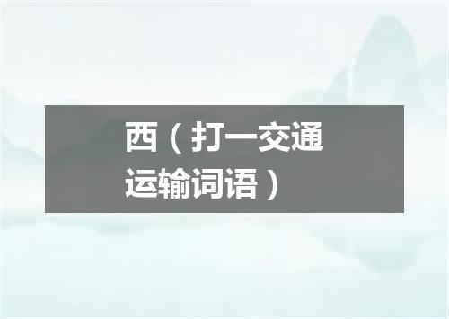 西（打一交通运输词语）