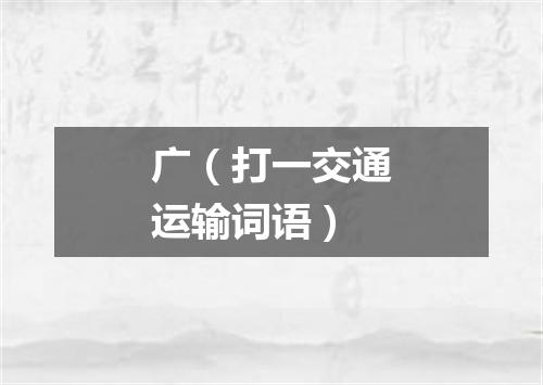 广（打一交通运输词语）