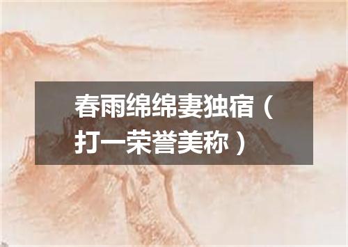 春雨绵绵妻独宿（打一荣誉美称）