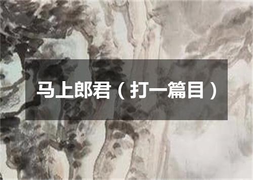 马上郎君（打一篇目）