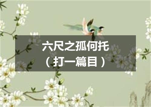 六尺之孤何托（打一篇目）