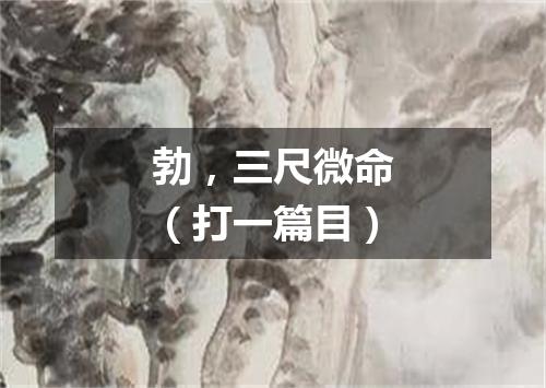 勃，三尺微命（打一篇目）