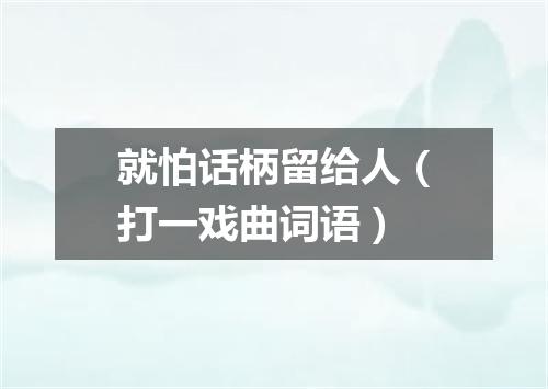 就怕话柄留给人（打一戏曲词语）