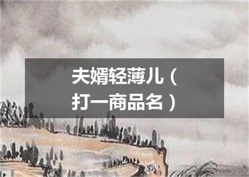 夫婿轻薄儿（打一商品名）
