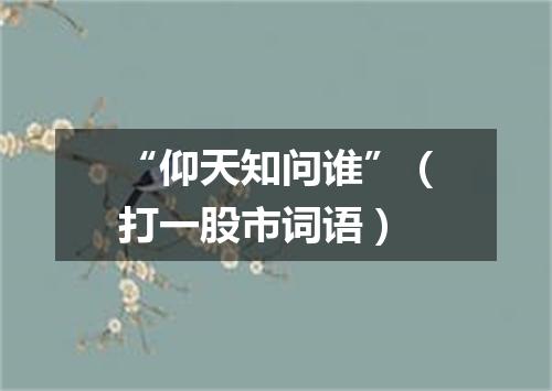 “仰天知问谁”（打一股市词语）