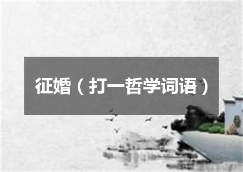 征婚（打一哲学词语）