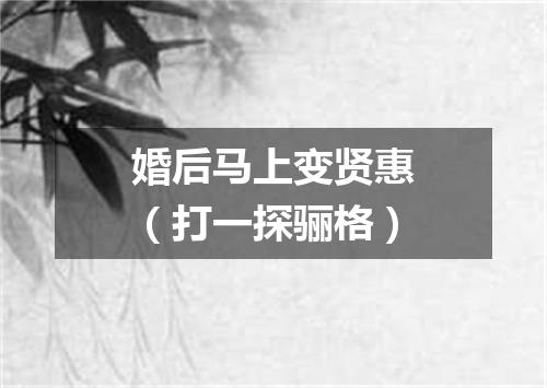 婚后马上变贤惠（打一探骊格）