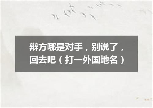 辩方哪是对手，别说了，回去吧（打一外国地名）