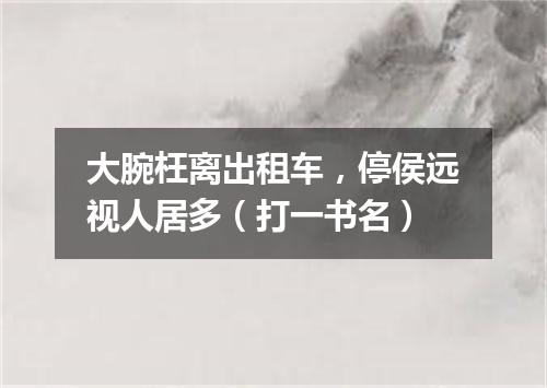 大腕枉离出租车，停侯远视人居多（打一书名）