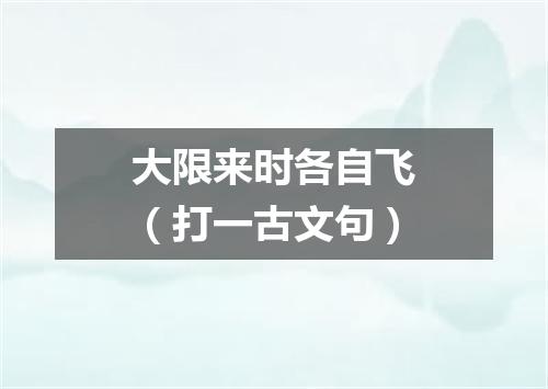 大限来时各自飞（打一古文句）