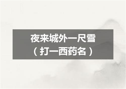 夜来城外一尺雪（打一西药名）