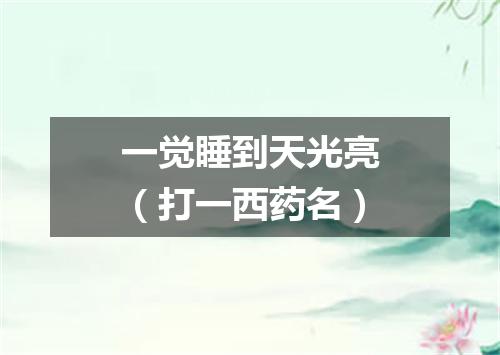 一觉睡到天光亮（打一西药名）