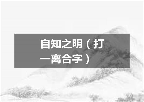 自知之明（打一离合字）