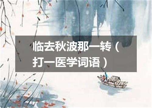 临去秋波那一转（打一医学词语）