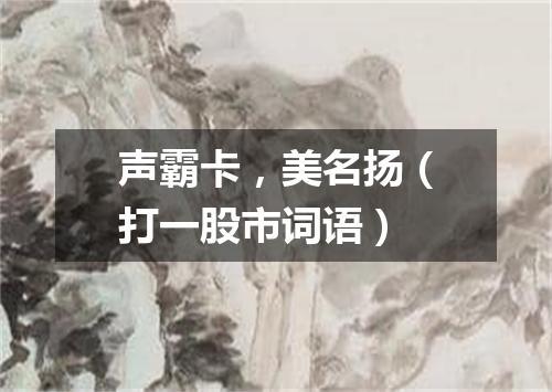 声霸卡，美名扬（打一股市词语）