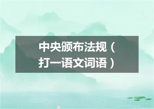 中央颁布法规（打一语文词语）